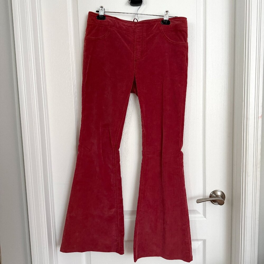 Free People We the Free Penny Pull-On Cord Flare Jeans Size 30 Strawberry PInk